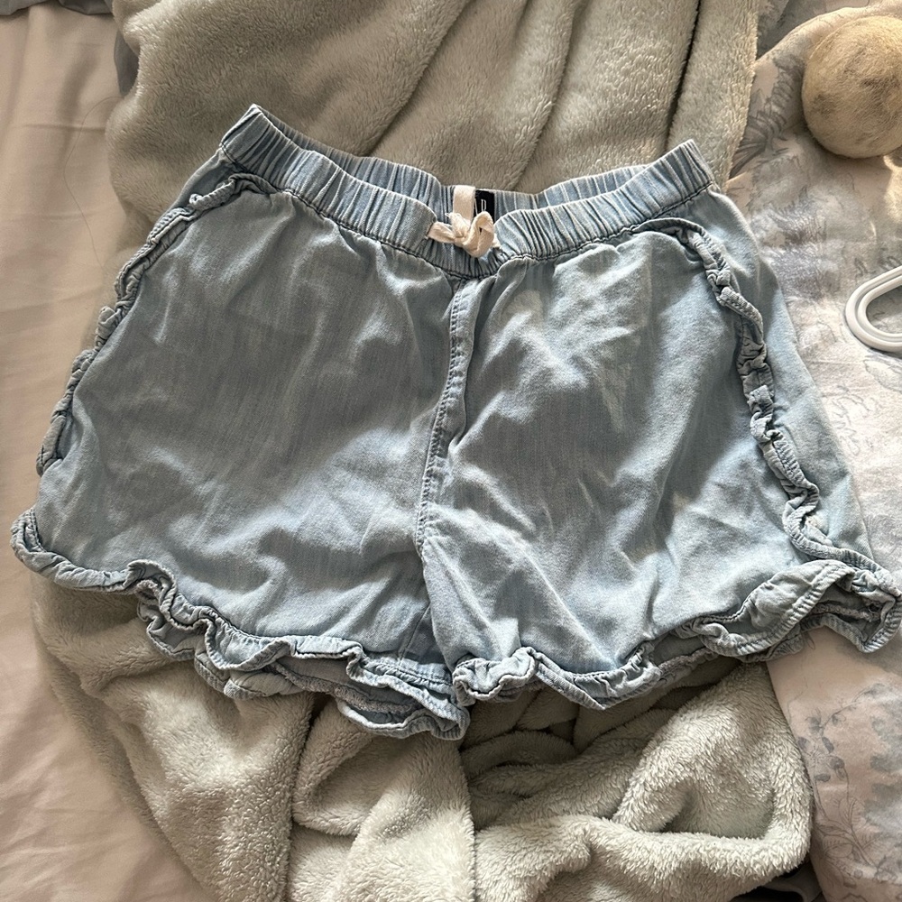 Light Blue Ruffle Hem girls Shorts